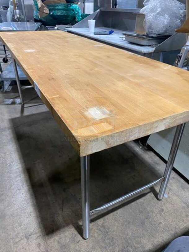 Wow! Heavy Duty Commercial 1.5 Inch Thick Butcher Block/Bakery Prep Table! Stainless Steel Body! On Legs! - Image 2 of 8