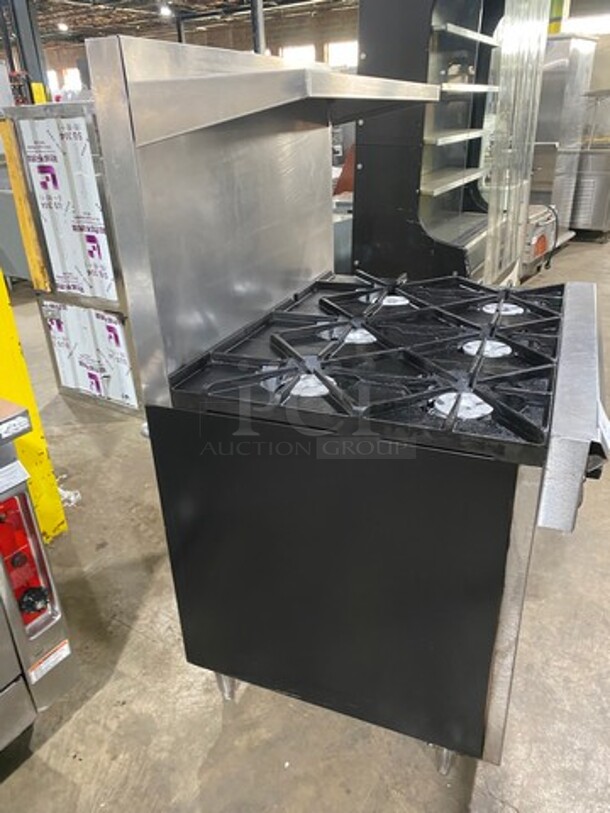 Southbend Commercial Natural Gas Powered 6 Burner Stove! With Raised Back Splash And Salamander Shelf! With Oven Underneath! All Stainless Steel! On Legs! - Image 2 of 9