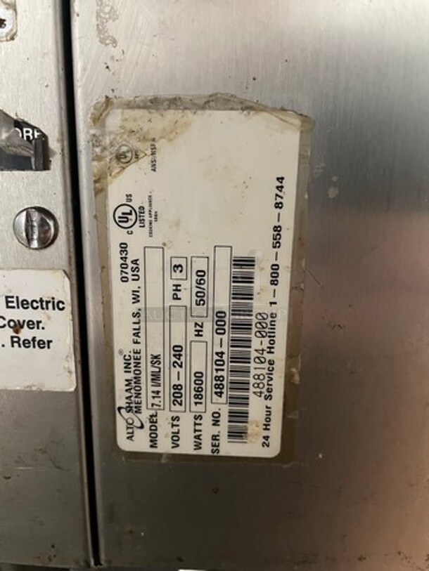 (x2) Alto Shaam Commercial Double Deck Electric Powered CombiTherm Combi Oven! With View Through Doors! All Stainless Steel! Model 7.14I/ML/SK Serial 488104000! 208/240V 3Phase! On Legs! 2 X Your Bid! Makes One Unit! - Image 11 of 12