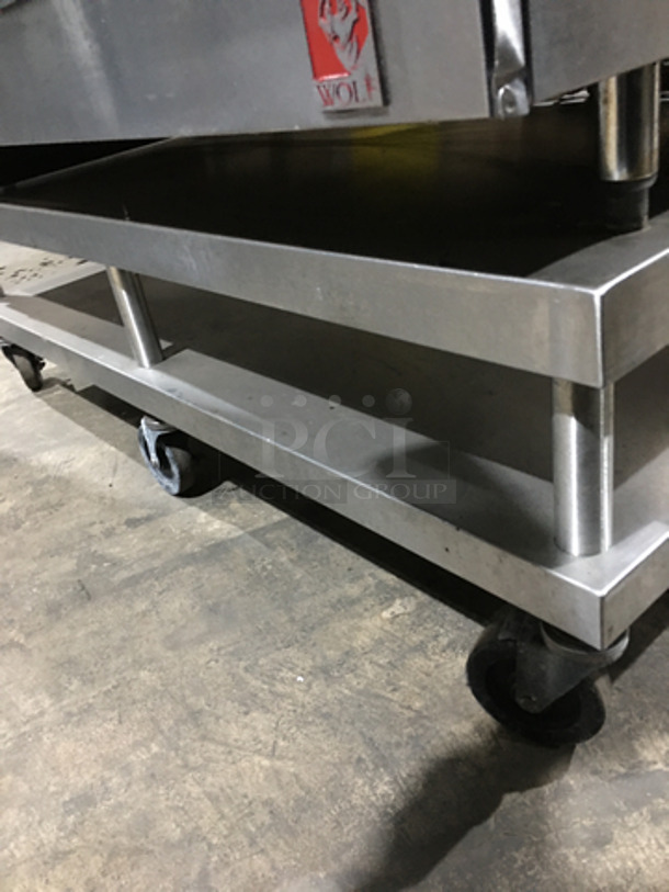 GORGEOUS! Wolf Heavy Duty Commercial Flat Griddle! On Heavy Duty Equipment Stand! With Back And Side Splashes! All Stainless Steel! On Casters! Model: IRC60C SN: 481606006 120V 60HZ 1 Phase - Image 6 of 9