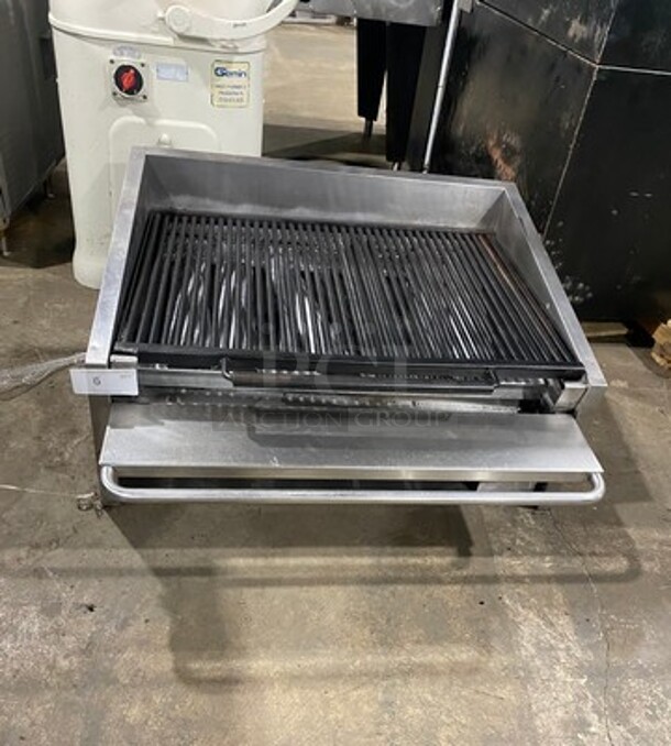 MagiKitch'n Commercial Countertop Natural Gas Powered Char Broiler Grill! With Back And Side Splashes! All Stainless Steel!