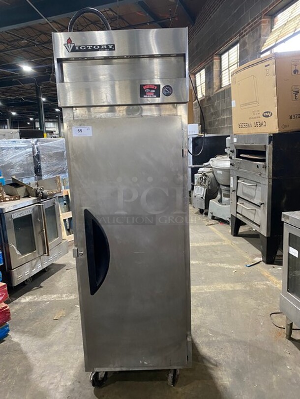 Victory Upright One Solid Door Stainless Steel Reach In Freezer! Model VF1 Serial H0634121! 115V 1 Phase! On Casters!  - Image 2 of 10