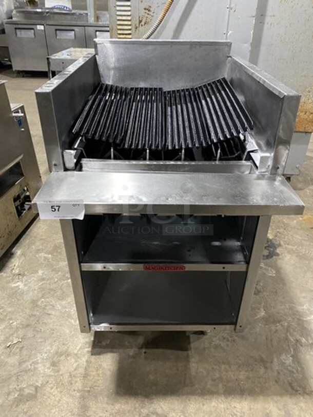 Magikitch'n Natural Gas Powered Char Broiler Grill! All Stainless Steel Body! Model FMRMB24 Serial 99119445! On Legs! 