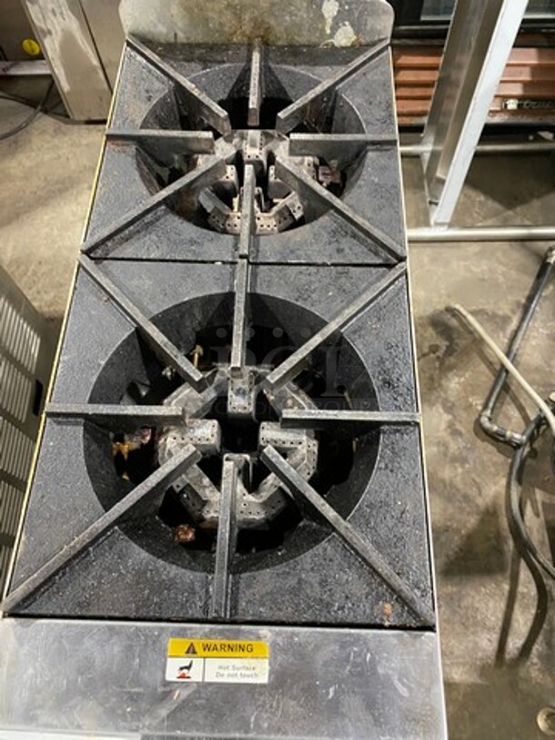 LATE MODEL! 2018 Globe Commercial Countertop Gas Powered 2 Burner Hot Plate Range! All Stainless Steel! On Equipment Stand! With Storage Space Underneath! On Legs! Model: GHP12G! Working When Removed! - Image 5 of 12
