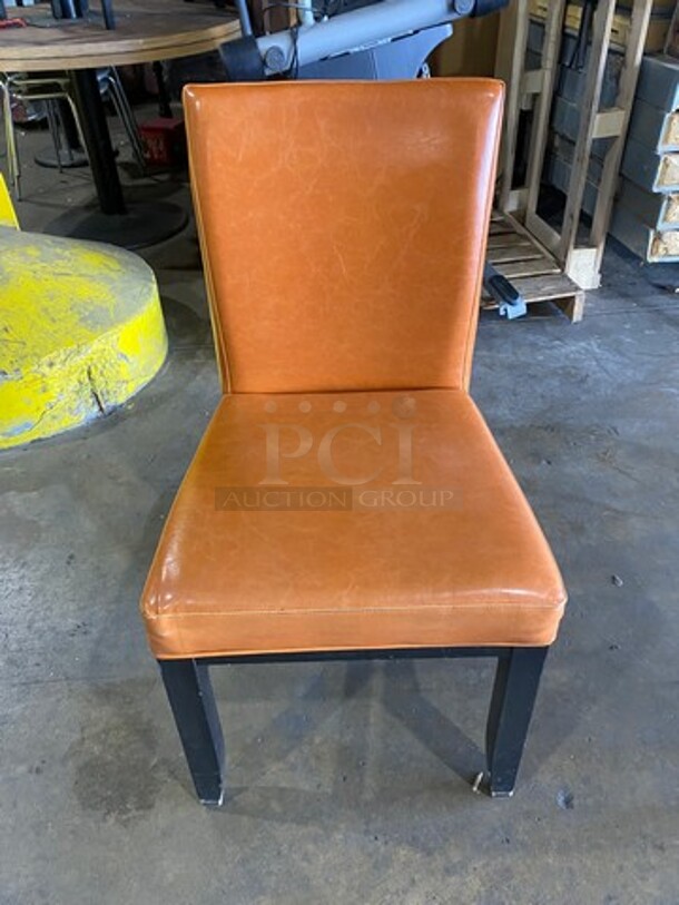 NICE! Orange Cushioned Chair! With Black Wooden Legs! 3x Your Bid - Image 2 of 9