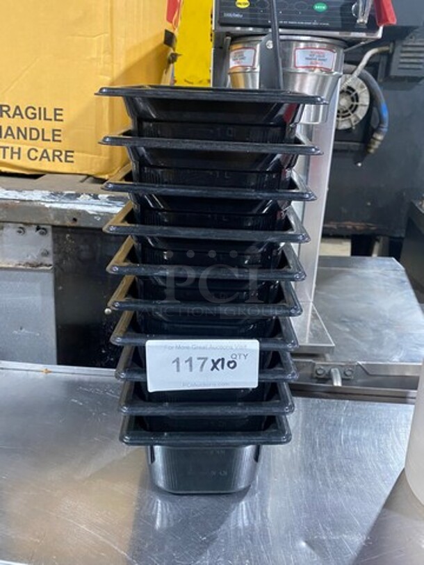 Vollrath Black Poly 1/6x4" Food Containers! 10x Your Bid! - Image 1 of 7