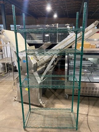 Olympic Commercial Metal 4 Tier Shelf! On Legs! BUYER MUST DISMANTLE! PCI CANNOT DISMANTLE FOR SHIPPING! PLEASE CONSIDER FREIGHT CHARGES!