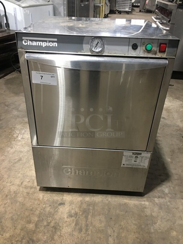 Champion Under The Counter Commercial High Temp Dishwasher! Model UH100B-70 Serial W101223681! 120/208/230V 1 Phase! 