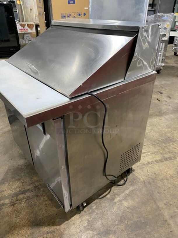Universal Coolers Commercial Refrigerated Sandwich Prep Table! With Commercial Cutting Board! With 2 Door Storage Space Underneath! With Poly Coated Rack! All Stainless Steel! On Casters! - Image 2 of 9