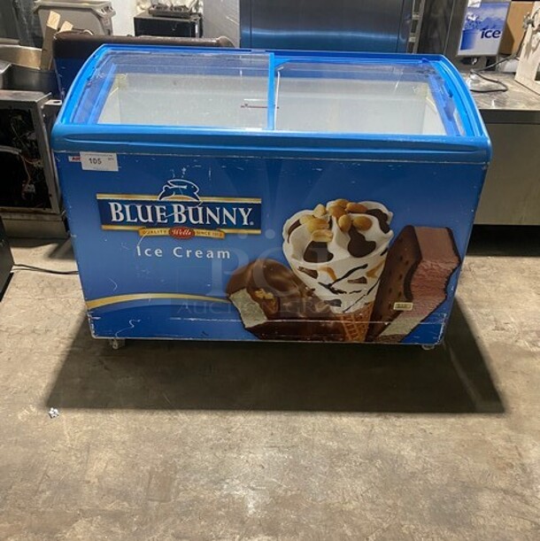 AHT Commercial Reach Down Ice Cream Chest Freezer Display! On Casters! Model: RIOS125 SN:60020500000169 120V 1PH - Item #1116780