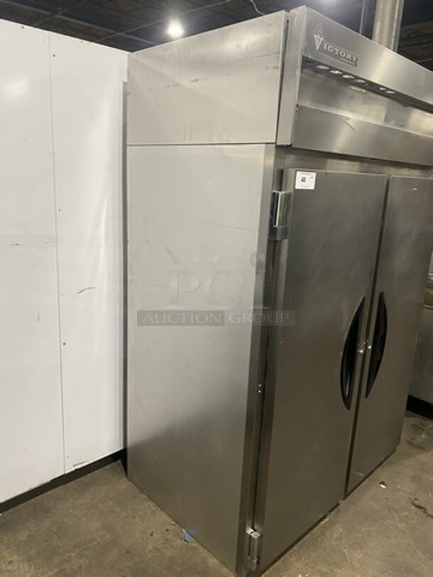 Victory VF-2 Stainless Steel Commercial 2 Door Reach In Freezer w/ Poly Coated Racks on Commercial Casters. 115 Volts, 1 Phase.  - Image 2 of 8