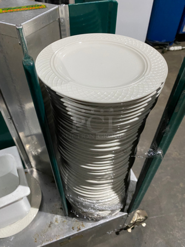 ALL ONE MONEY! Homer Laughlin White Ceramic Plates! Includes Cres Cor Dish Transport Cart! On Casters! - Image 3 of 10