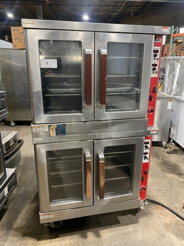 Vulcan Commercial Electric Powered Double Deck Convection Oven! With View Through Door! Metal Oven Racks! All Stainless Steel! On Casters! 2x Your Bid Makes One Unit!