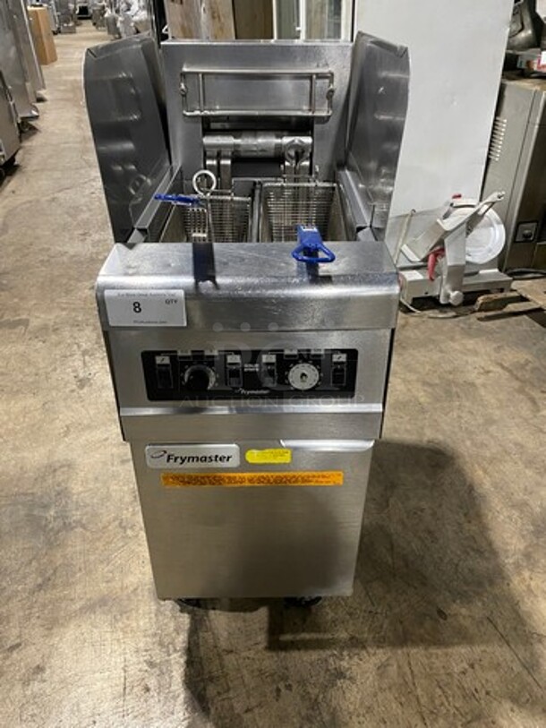 Frymaster Commercial Electric Powered Deep Fat Fryer! With Metal Frying Baskets! With Side Splashes! All Stainless Steel! On Casters! Model: RE1142SE SN: 1508NA0057 208V 60HZ 3 Phase