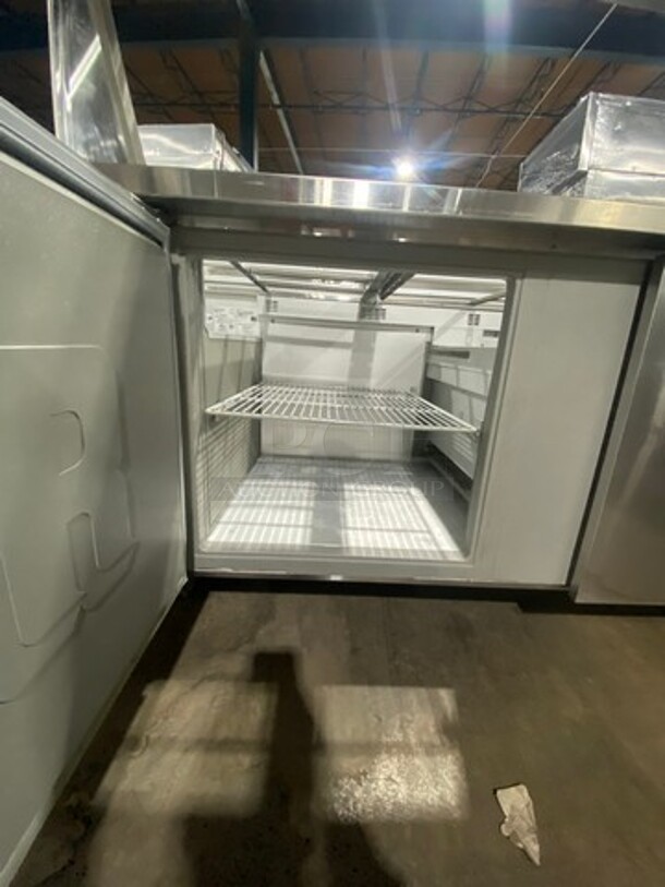 Randell Custom Made Commercial Refrigerated Sandwich Prep Table! With Lowering Sneeze Guard! With 2 Door Storage Space Underneath! All Stainless Steel! Model: 9045K7 SN: W16021911 115V 60HZ 1 Phase - Image 4 of 10