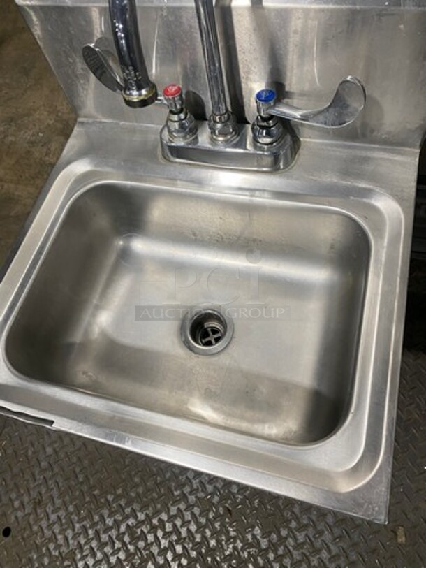 BK Resources Commercial Stainless Steel Hand Sink! With Back Splash! With Faucet And Handles! Model: BKHSD1410 - Image 6 of 8