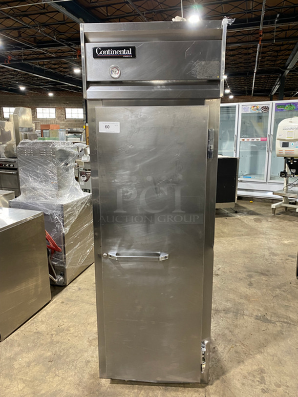 SWEET! Continental Commercial Single Door Reach In Freezer! All Stainless Steel! Model: 1FSA SN: 13644986 115V 60HZ 1 Phase