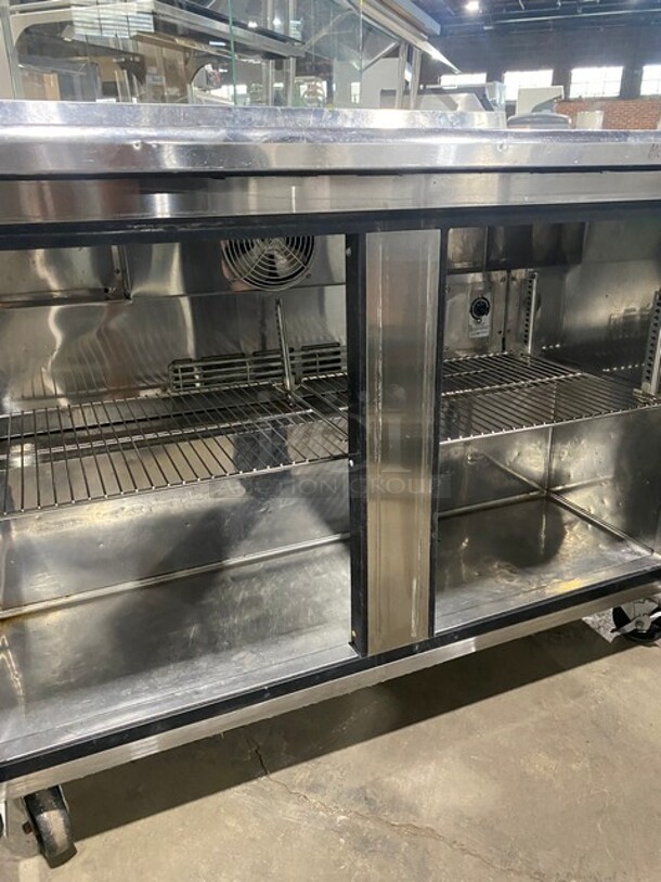Turbo Air Commercial 2 Door Lowboy/Worktop Cooler! With Backsplash! All Stainless Steel! On Casters! WORKING WHEN REMOVED! Model: TWR48SD 115V 60HZ 1 Phase - Image 5 of 8