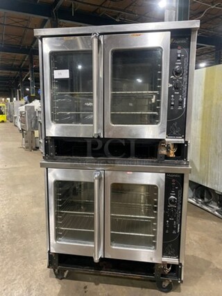 American Range Commercial Electric Powered Double Deck Convection Oven! Majestic Series! With View Through Doors! With Metal Oven Racks! All Stainless Steel! Model MSDE2GG Serial 150602049! 208V 1/3Phase! On Casters! 2 X Your Bid Makes One Unit!