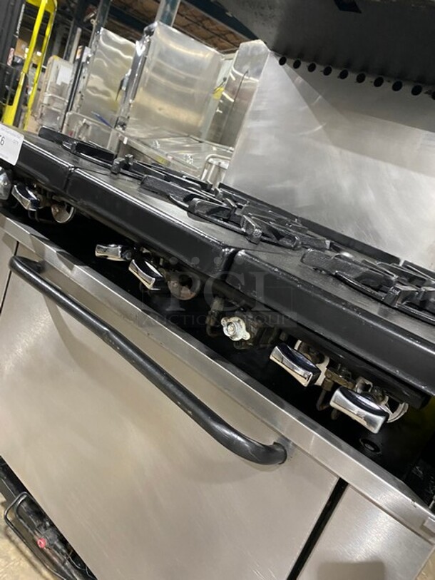 Southbend Stainless Steel Commercial Gas Powered 6 Burner Stove! With Raised Back Splash And Salamander! With Oven Underneath! On Legs!   - Image 9 of 10