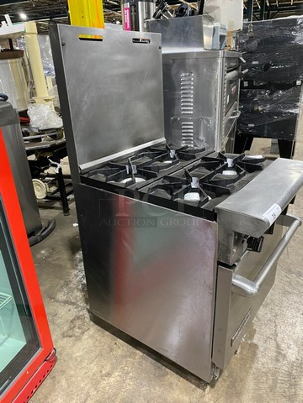 American Range Commercial Natural Gas Powered 4 Burner Stove! With Raised Back Splash! With Oven Underneath! All Stainless Steel! On Legs! - Image 3 of 10
