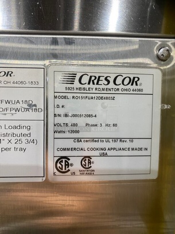 Cres Cor Commercial Electric Powered Split Door Roast-N-Hold Oven! All Stainless Steel! On Casters! Model: RO151FUA12DE4803Z SN: IBIJ0005120854 480V 60HZ 3 Phase - Image 8 of 9