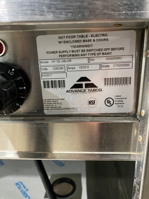 WOW! LATE MODEL! 2017 Advance Tabco Commercial Electric Powered 5 Well Steam Table! All Stainless Steel! On Legs! Model: HF5E240DR SN: 000065853 208/240V - Image 9 of 10