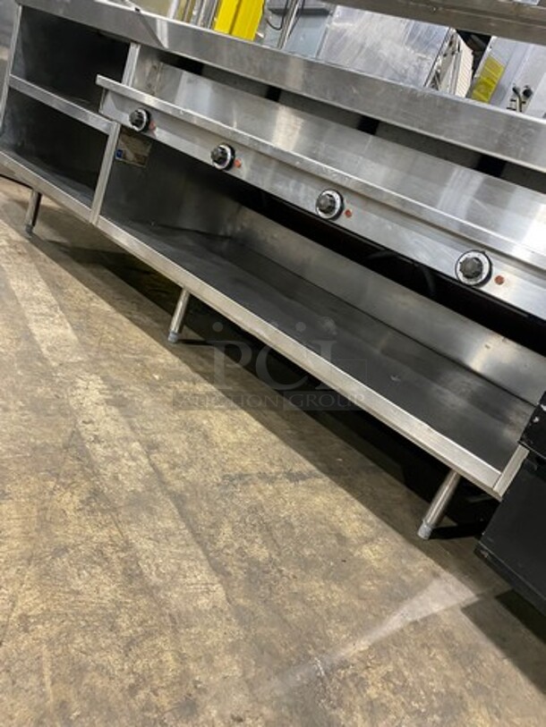 AWESOME! Delfield Commercial Custom Made Electric Powered 4 Well Steam Table! With Over Head Shelf! With Storage Space Underneath! All Stainless Steel! On Legs! WORKING WHEN REMOVED! Model: V1416032 SN: 84833601M 208/30V 60HZ 1 Phase - Image 7 of 9