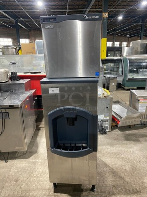 Scotsman Commercial Ice Maker Machine! With Commercial Ice Bin! All Stainless Steel! Legs! Model: C0322MA1A SN: 08091320012692 115V 60HZ 1 Phase