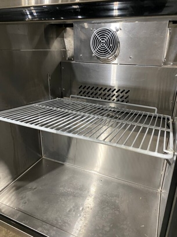 Atosa Commercial Refrigerated Sandwich Prep Table! With Commercial Cutting Board! With Single Door Storage Space! Poly Coated Rack! All Stainless Steel! On Casters! Model: MSF8301 SN: MSF830104216101500C40036 115V 60HZ 1 Phase - Image 6 of 9