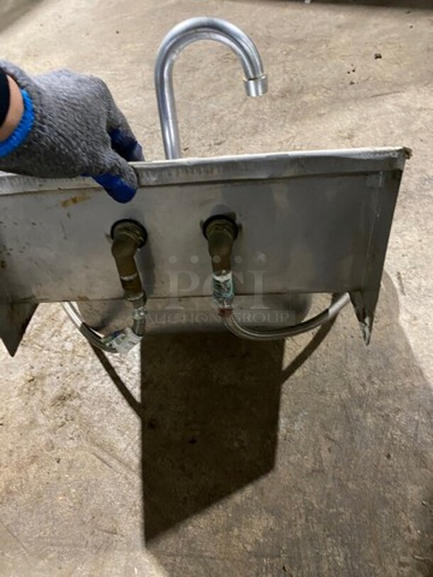 Commercial Stainless Steel Hand Sink! With Back Splash! With Faucet And Handles! - Image 3 of 9