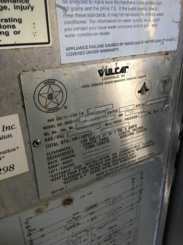 AMAZING! Vulcan Commercial Natural Gas Powered Triple Deck Pressure Steam Cooker! All Stainless Steel! On Legs!  Model: VHL3G SN: 271155958120V 60HZ 1 Phase! - Image 10 of 10
