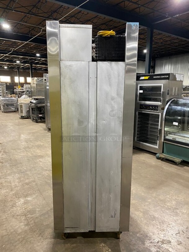 Traulsen Stainless Steel Commercial 2 Half Size Reach In Cooler Merchandiser w/ Metal Racks on Commercial Casters! - Image 3 of 8