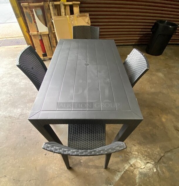 Brand New! Rainbow Arizona Heavy Duty Poly Outdoor Wicker Style Dining Table! With Four Heavy Duty Poly Wicker Style Starlux Dining Chairs! ALL ONE MONEY! - Image 2 of 5