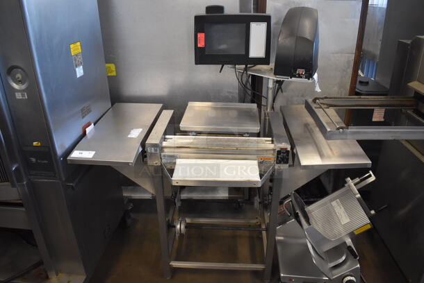 Hobart Model HWS-4 Metal Commercial Floor Style Wrapping Station w/ Monitor and Label Printer. 120 Volts, 1 Phase. 53.5x34x60. Tested and Gets Warm