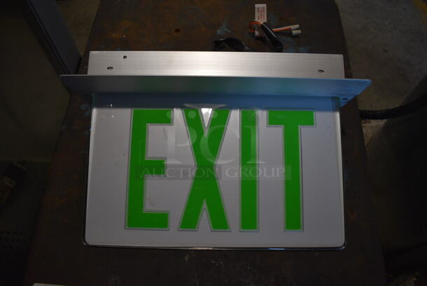ALL ONE MONEY! Lot of 2 BRAND NEW IN BOX Exit Signs; LRP 1 GW 120/277 and F2RPW2RMRDA 120/277 and Box of Wires. 