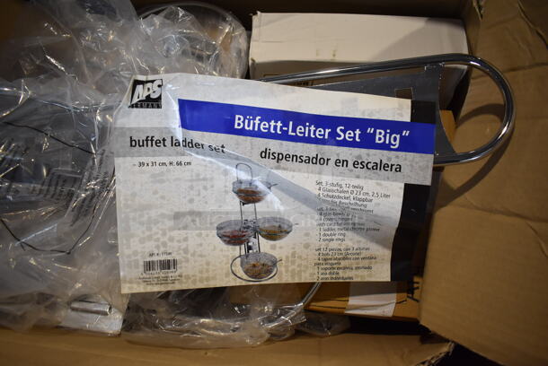 BRAND NEW IN BOX! APS Buffett Ladder Set of Stand w/ Bowls.
