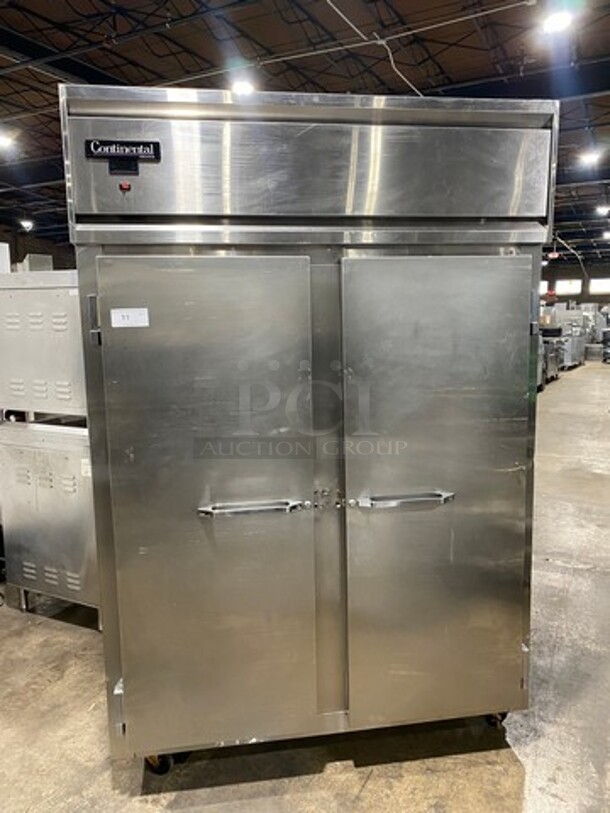 Continental Commercial 2 Door Reach In Freezer! Solid Stainless Steel! On Casters! Model: DL2FESS SN: 143B9271 115V 60HZ 1 Phase
