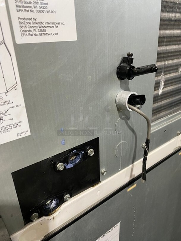 Manitowoc Commercial Ice Making Machine! On Commercial Ice Bin! All Stainless Steel! Model IY0454A161X Serial 1120159369! 115V 1Phase! On Legs! - Image 6 of 9