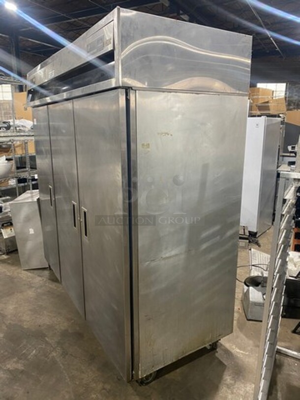 COOL! Delfield Commercial 3 Door Half Cooler Half Freezer Combo Unit! With Poly Coated Racks! All Stainless Steel! On Casters! - Image 2 of 11