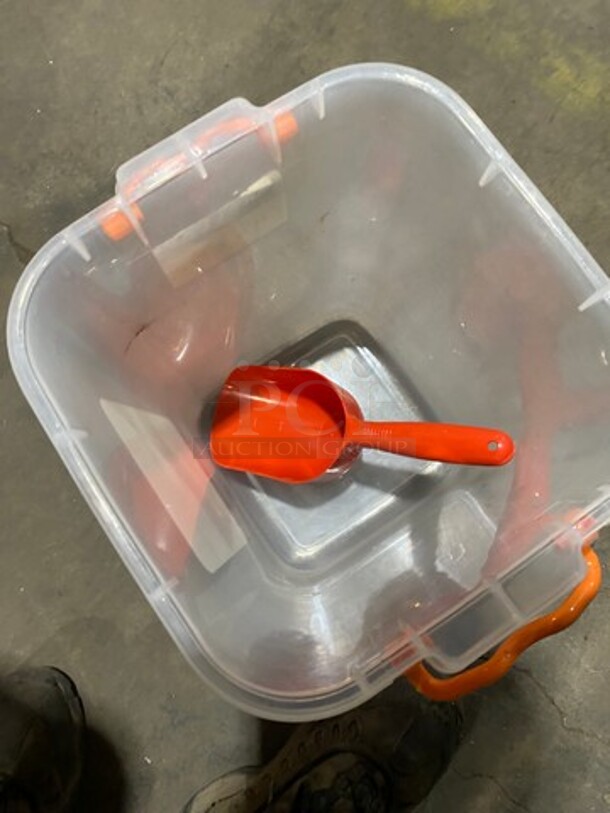 ALL ONE MONEY! Clear Poly Flour/ Sugar Bins! With Scoop And Lids! - Image 3 of 3