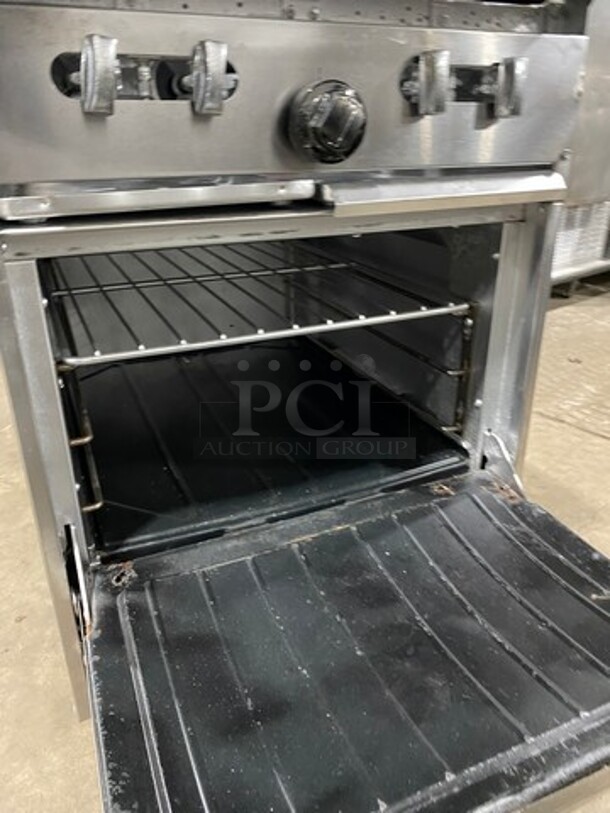 Commercial Natural Gas Powered 4 Burner Stove! With Raised Back Splash! With Oven Underneath! Stainless Steel Body! On Casters! - Image 7 of 10
