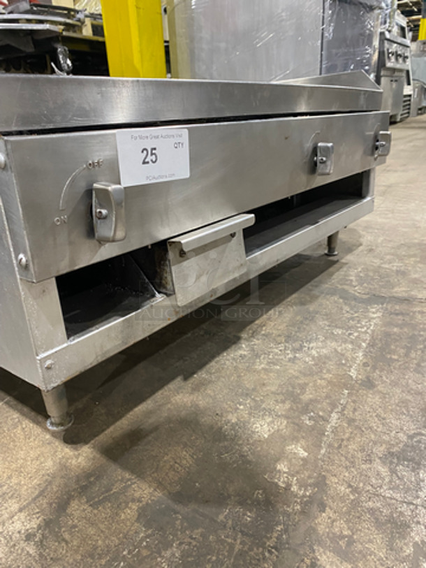 FAB! Commercial Countertop Natural Gas Powered Flat Top Griddle! With Back & Side Splashes! All Stainless Steel! On Legs! - Image 6 of 7