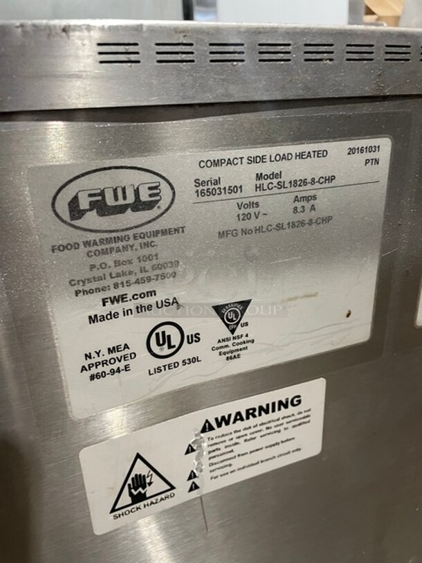 FWE Commercial Food Warming/Holding Cabinet! All Stainless Steel! With Metal Racks! On Casters! 120V! Model: HLC-SL-1826-8-CHP SN: 165031501! - Image 5 of 6