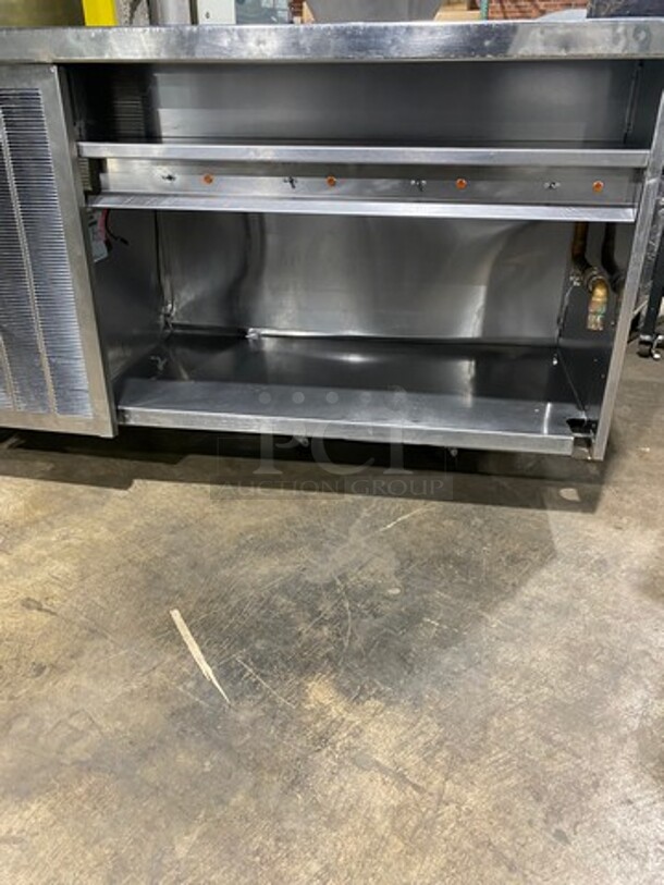 WOW! UNIQUE FIND! Delfield Manitowoc Commercial Custom-Made Half Cold Pan Half Steam Table Food Serving Station! Cold Pan Has 2 Door Refrigerated Storage Space Underneath! Steam Table Has Shelf Storage Space Underneath! All Stainless Steel! - Image 9 of 12