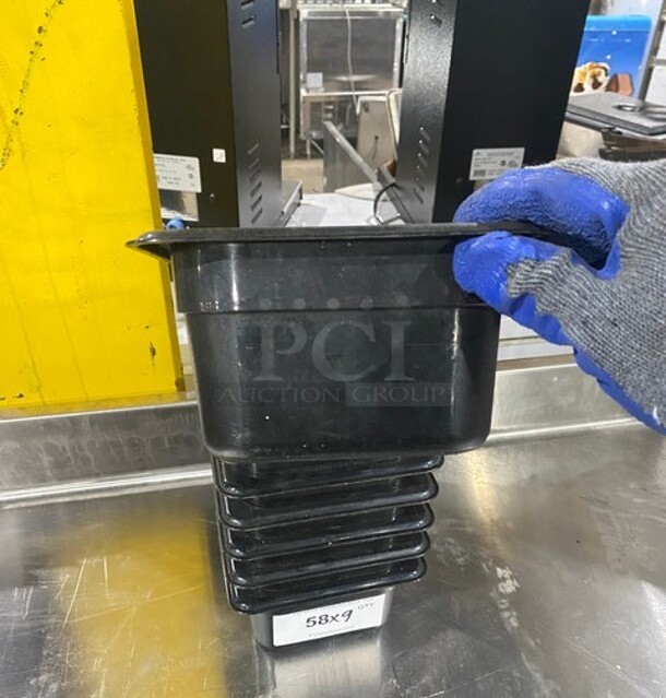 Cambro Black Poly 1/9 Size Drop In Bins! 9x Your Bid! - Image 3 of 7