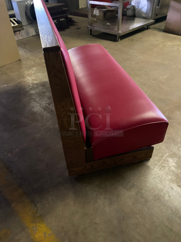 NEW! Single Sided Red Cushioned Booth Seat! With Wooden Outline! Perfect For Up Against The Wall! Can Be Connected To Any Of The Booths Listed!  - Image 3 of 7