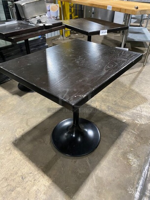 Brown Heavy Duty Solid Wood Tops Square Table! Black Metal Pedestal Style Base! 2x Your Bid! - Image 4 of 7