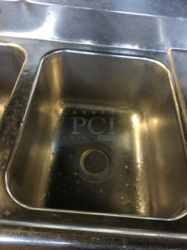 SWEET! Stainless Steel Commercial 3 Bay Sink With Dual Drain Boards! On Legs! - Image 6 of 6
