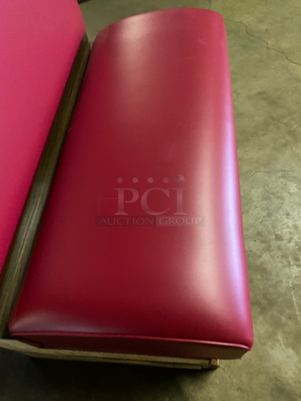 NEW! Single Sided Red Cushioned Booth Seat! With Wooden Outline! Perfect For Up Against The Wall! Can Be Connected To Any Of The Booths Listed! - Image 5 of 7